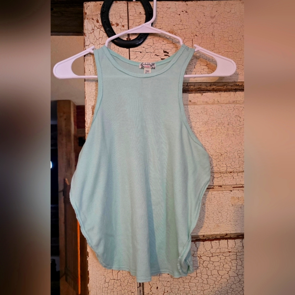 Free People Intimately Mint Green Sleeveless Women's Top split side comfy XS